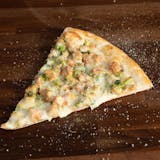 Chicken Alfredo Broccoli Pizza Slice