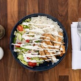 Chicken Over Rice & Salad with BigApple White Sauce