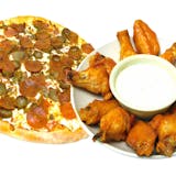 Medium Gourmet Pizza & 12 Pieces of Wings Special