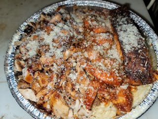 Jerk Chicken, Shrimp  & Salmon Alfredo