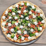 White Pizza with Broccoli, Spinach & Tomatoes