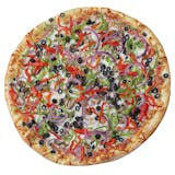 Veggie Deluxe Pizza (Sauce, mushroom, onion, tomato, black olive, peppers & mozzarella)
