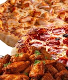 Two 14'' Large 2 Toppings Pizzas, 25 Party Wings & 2 Liter Soda