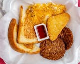 3 Eggs, Hashbrowns, Toast & Sausage Breakfast