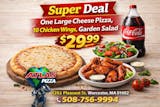 One Large Cheese Pizza, 10 Chicken Wings & Garden Salad Special