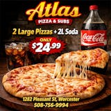 Two Large Cheese Pizzas & 2 Liter Soda Special