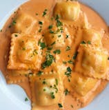 Cheese Ravioli with Pink Sauce