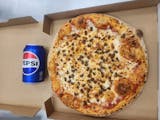 Lunch Medium One Topping Pizza & Can Soda