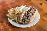 Steak & Cheese Sub with Grilled Mushrooms, Peppers & Onions