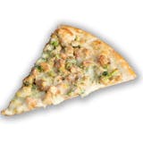 Chicken Alfredo Broccoli Pizza Slice