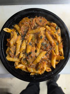 Rigatoni with Sausage, Peppers & Onions
