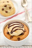 Deep Dish Chocolate Chip Cookie with Ice Cream & Chocolate Syrup