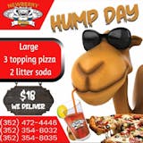 Hump Day Special: Large 3-Topping Pizza & 2 Liter Soda