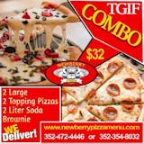 TGIF Combo: Two Large 2-Topping Pizzas, 2 Liter Soda, & Brownie