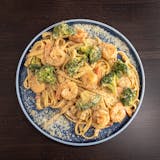 Fettuccine Shrimp & Broccoli in a Pink Alfredo Sauce
