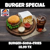 Burger, Fries & Can of Soda Special