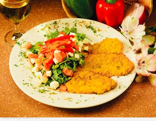 Pan fried veal brócoli rabe