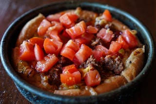 Vegan Cheeseburger Deep Dish Pizza