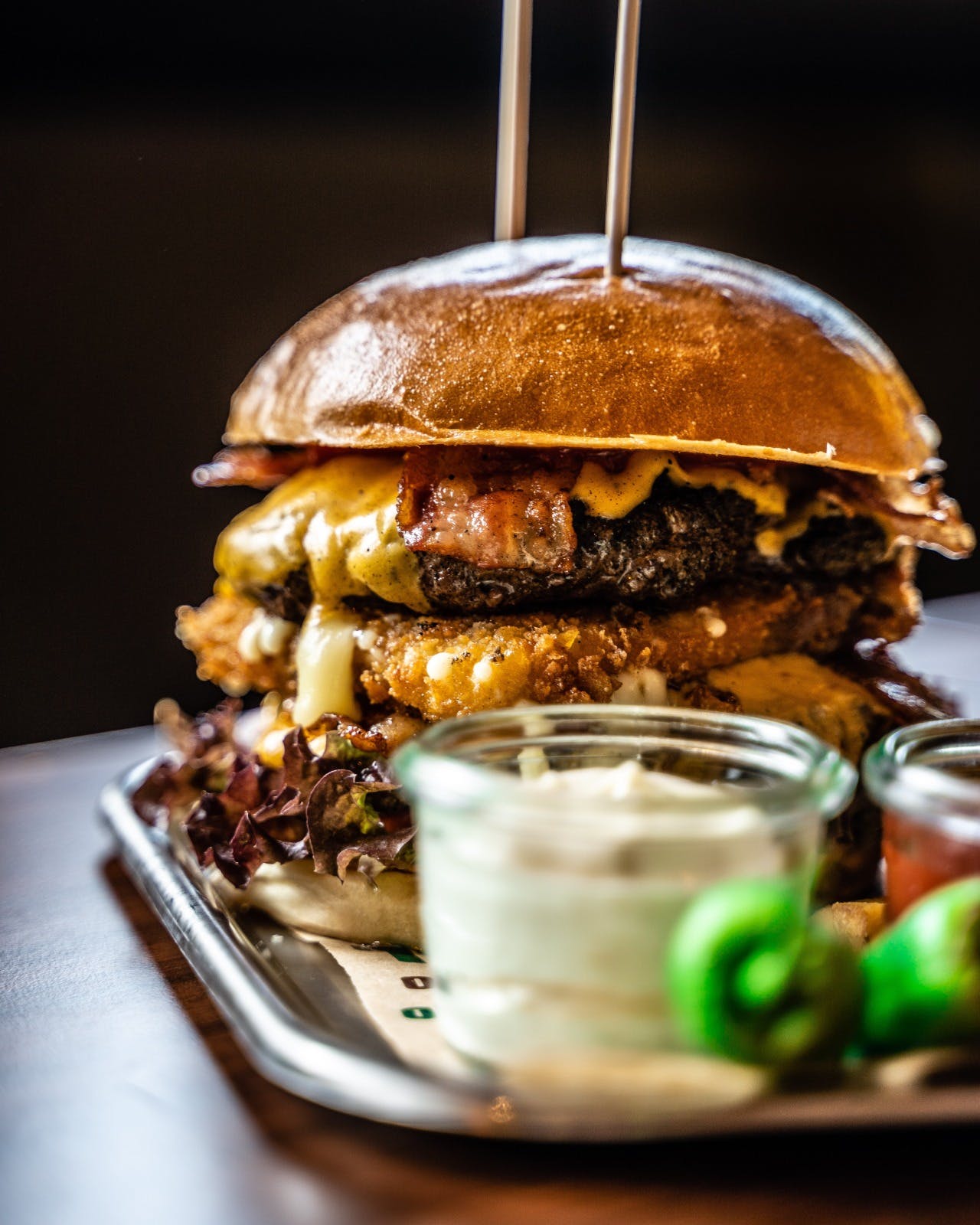 Bacon Cheeseburger on Italian Roll
