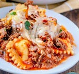 Four cheese ravioli/meat sauce