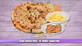 Large Cheese Pizza w/ 10 Tenders and Large Fries