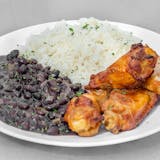 White Rice, Chicken Wings & Black Beans Lunch