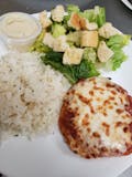 White Rice, Chicken Parmesan & Caesar Salad