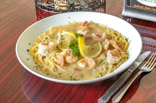 Shrimp Scampi Over Linguine