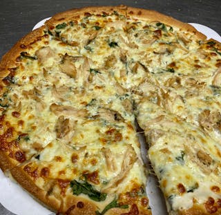 Chicken Pizza with Alfredo & Spinach