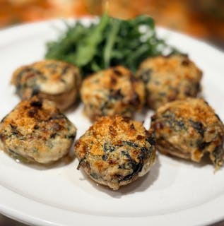 4 Cheese Spinach & Artichoke Stuffed Mushrooms.