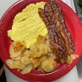 Two Eggs with Home Fries, Breakfast Meat & Toast Breakfast