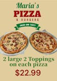 Two Large Two Topping Pizza