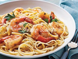 Shrimp Scampi Over Linguine