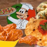 CALZONES LOVER'S COMBO #9 COMES WITH  CHEESE CALZONE, 6 BUFFALO WINGS, GARLIC KNOTS & 2 LITER SODA.