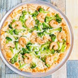 Grilled Shrimp & Broccoli White Pizza