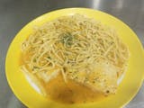 Haddock Scampi with Spaghetti