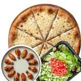 #3 LG 16” Cheese Pizza, 10 Wings & LG Classic Salad Saves $18.00!