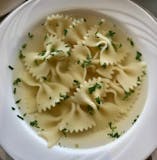 Chicken Broth Soup with Butterfly Pasta