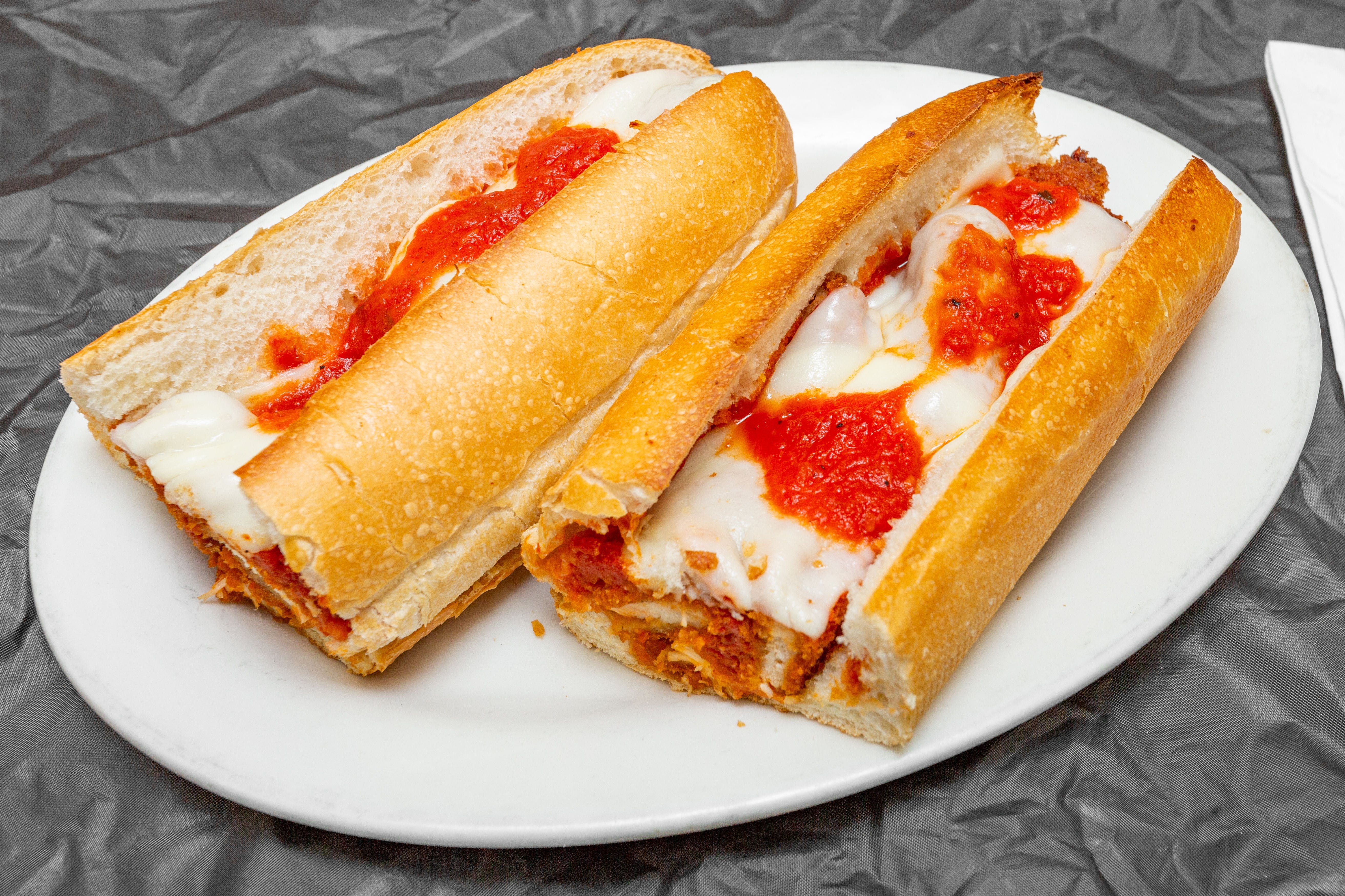Order Chicken Parmigiana Sandwich - Small food online from My New Place Pizzeria & Italian Restaurant store, Easton on bringmethat.com