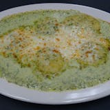 Cheese Raviolis with Pesto Sauce and spinach