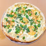 White Broccoli, Tomato, Spinach Pizza