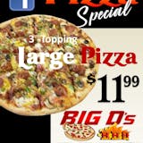 Large 3 Toppings Pizza Special