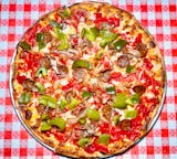 Cheese & Tomato Red Pizza with Sausage, Onions & Peppers