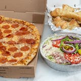 16" Cheese Pizza, Small Greek Salad & 5 Knots Special