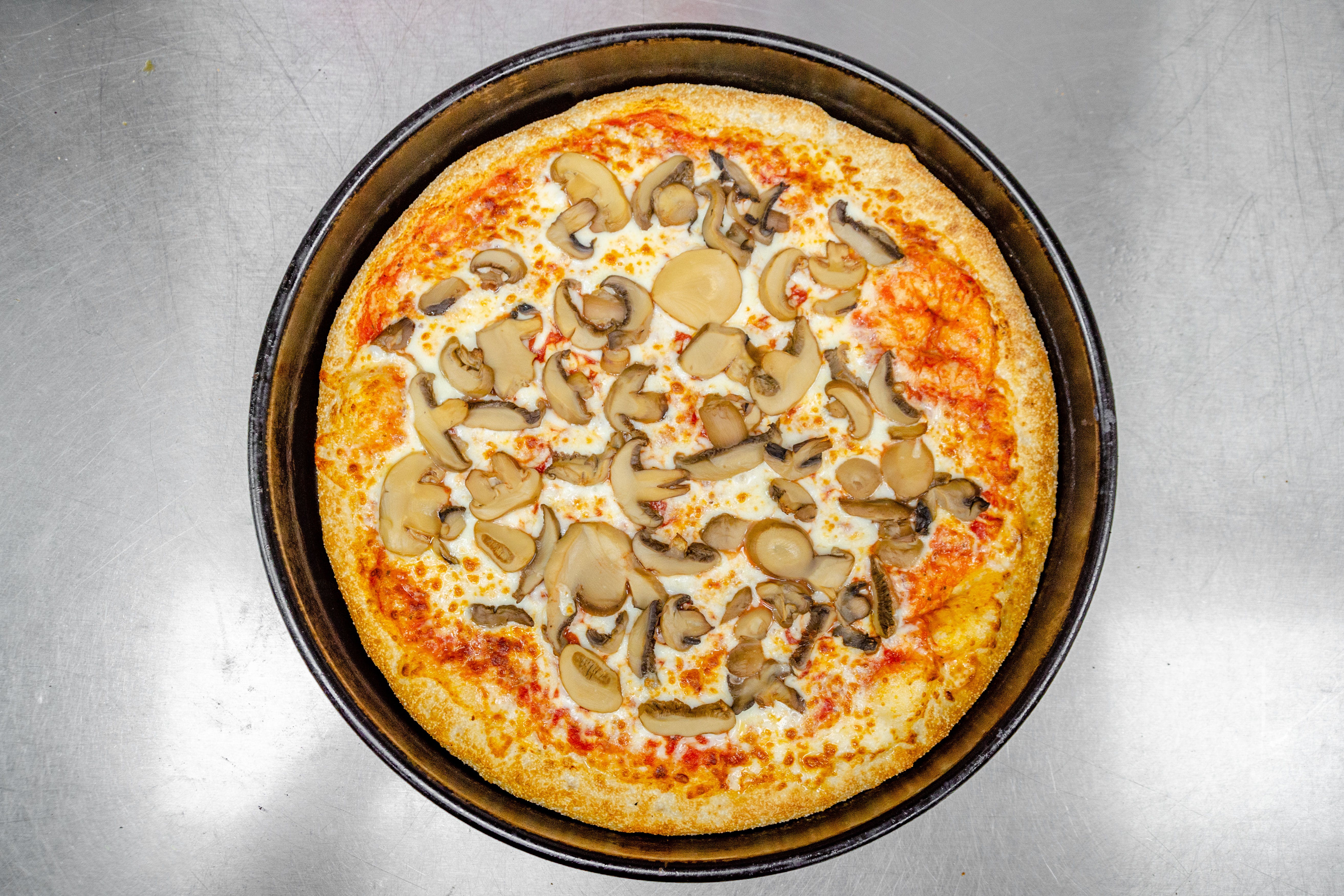 Order 1. Mushroom Pizza - Large 14'' food online from Little Cheers Pizza store, Queens on bringmethat.com