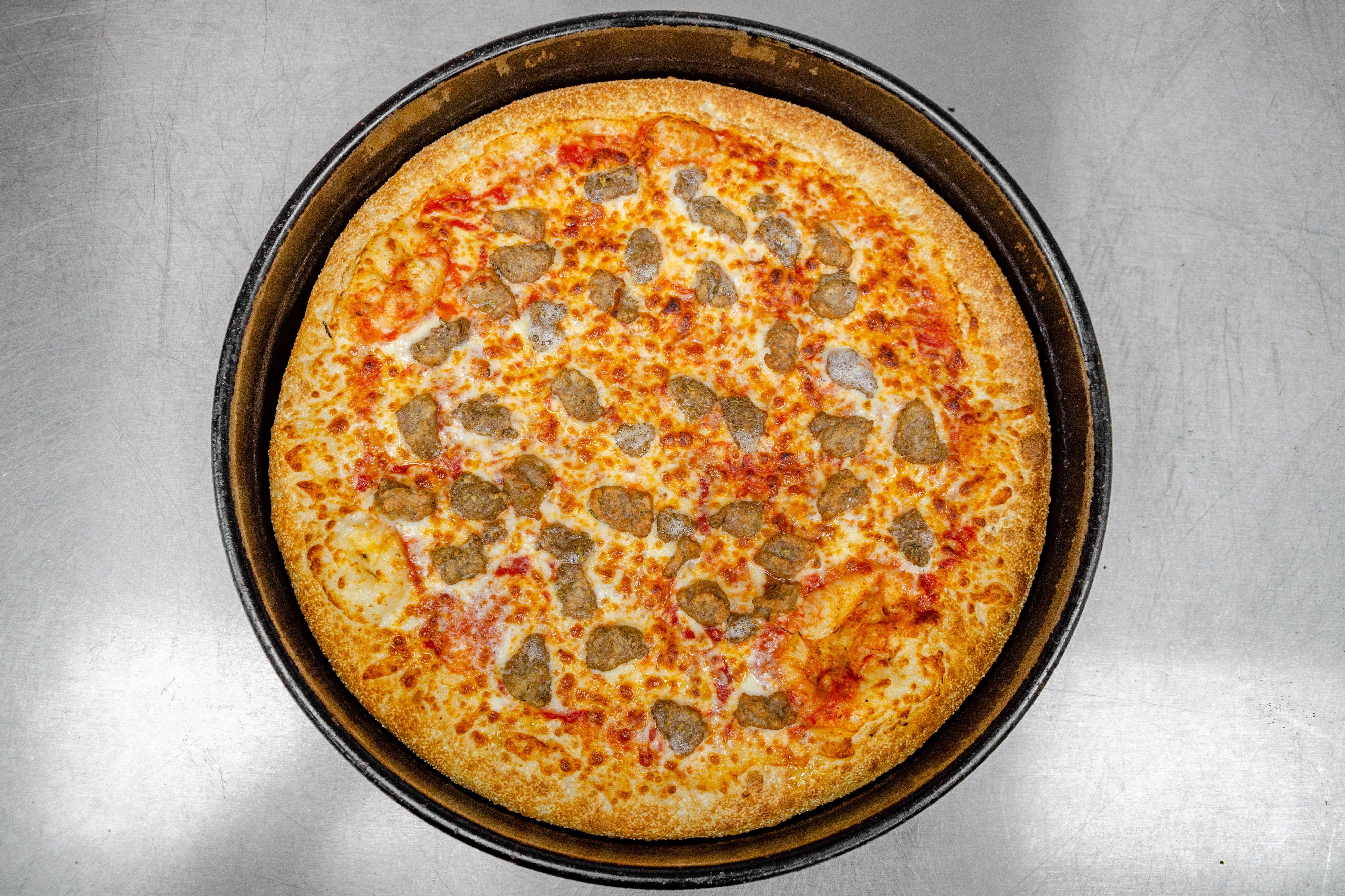 Order 4. Sausage Pizza - Large 14'' food online from Little Cheers Pizza store, Queens on bringmethat.com