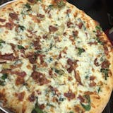 Alfedo, Spinach, Bacon, & Artichoke Pizza