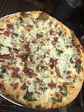 Alfedo, Spinach, Bacon, & Artichoke Pizza