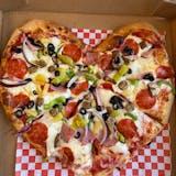 Large Heart Shaped Deluxe Pizza