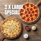 Two X-Large Pizzas with One Topping